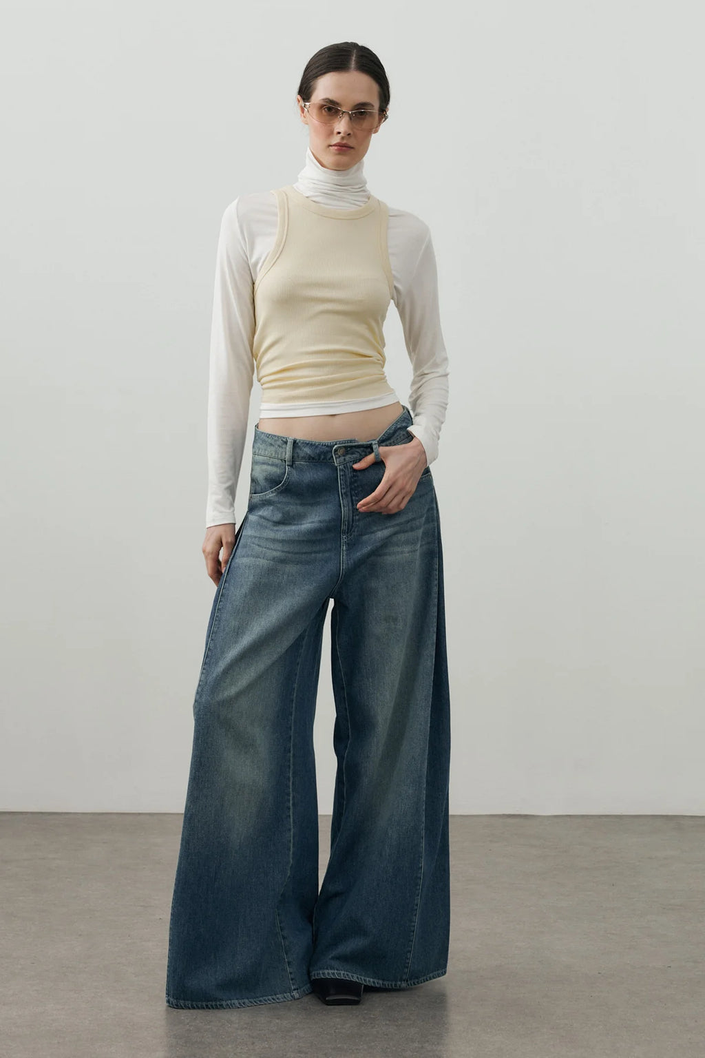 Side-Seam Detail Denim Pants
