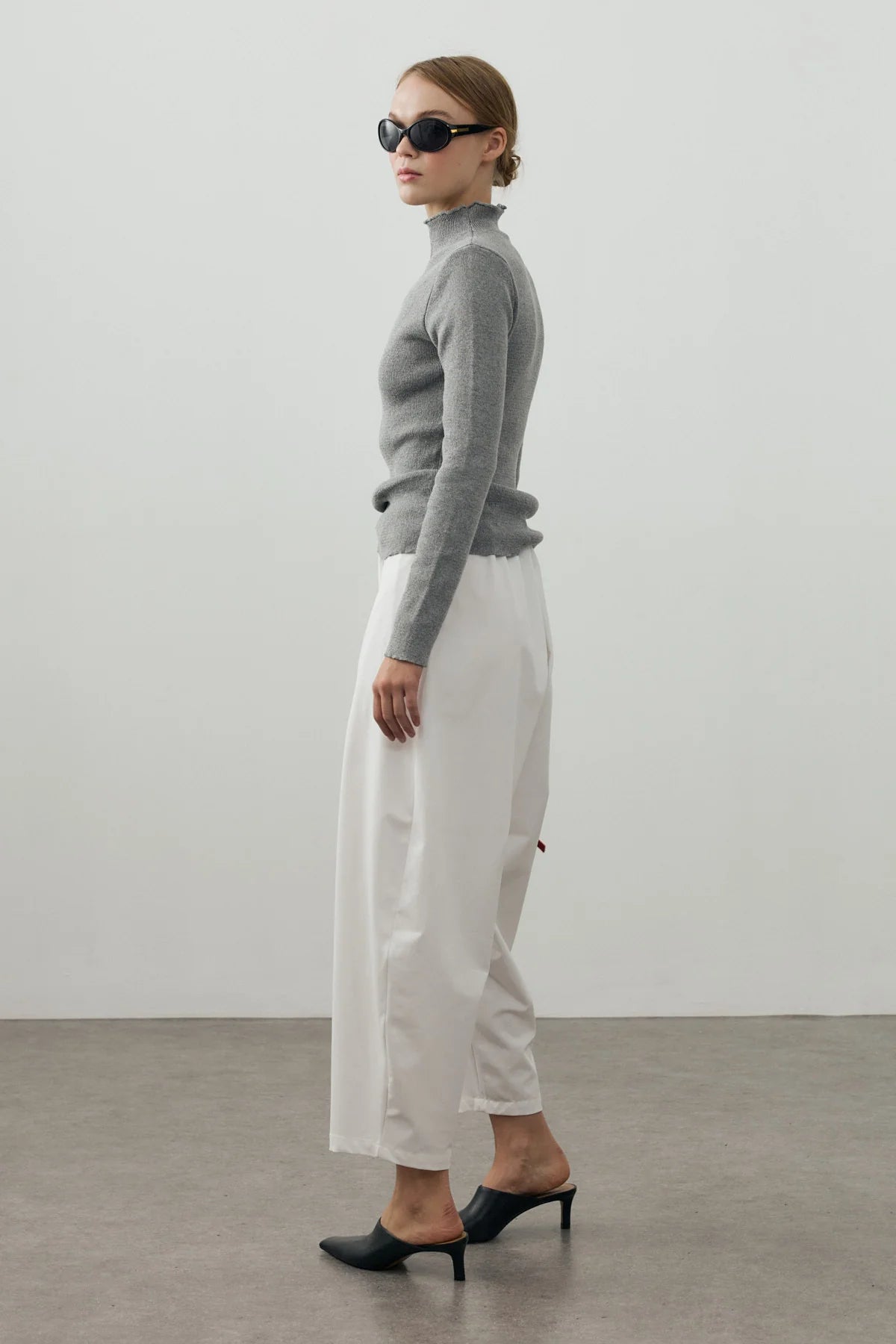 Fine-Ribbed Cotton Knit Bodysuit Gray