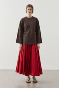 Basic Cotton T-Shirt with Contrast
Tie Detail Brown