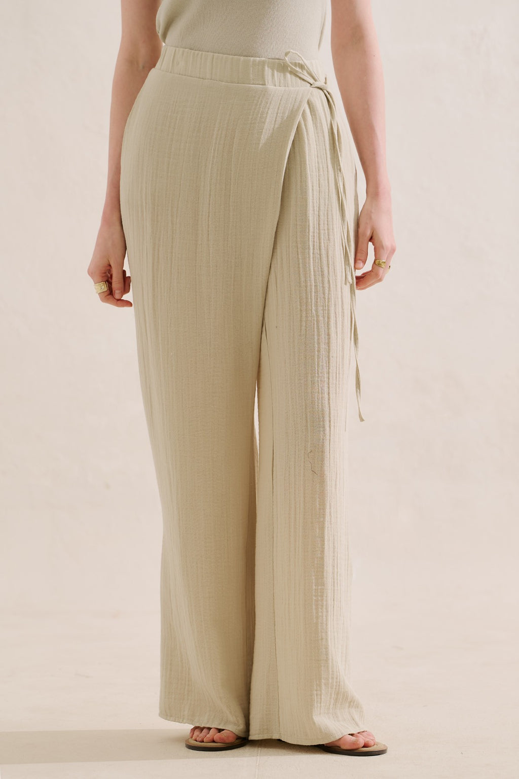 Muslin Wrap-Style Pants Sand