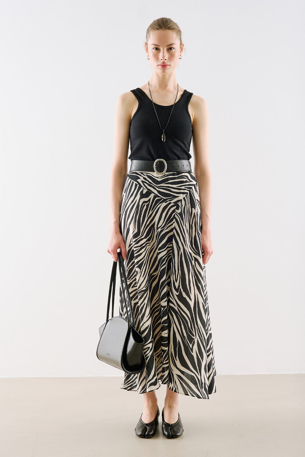 Asymmetric Long Skirt Zebra
