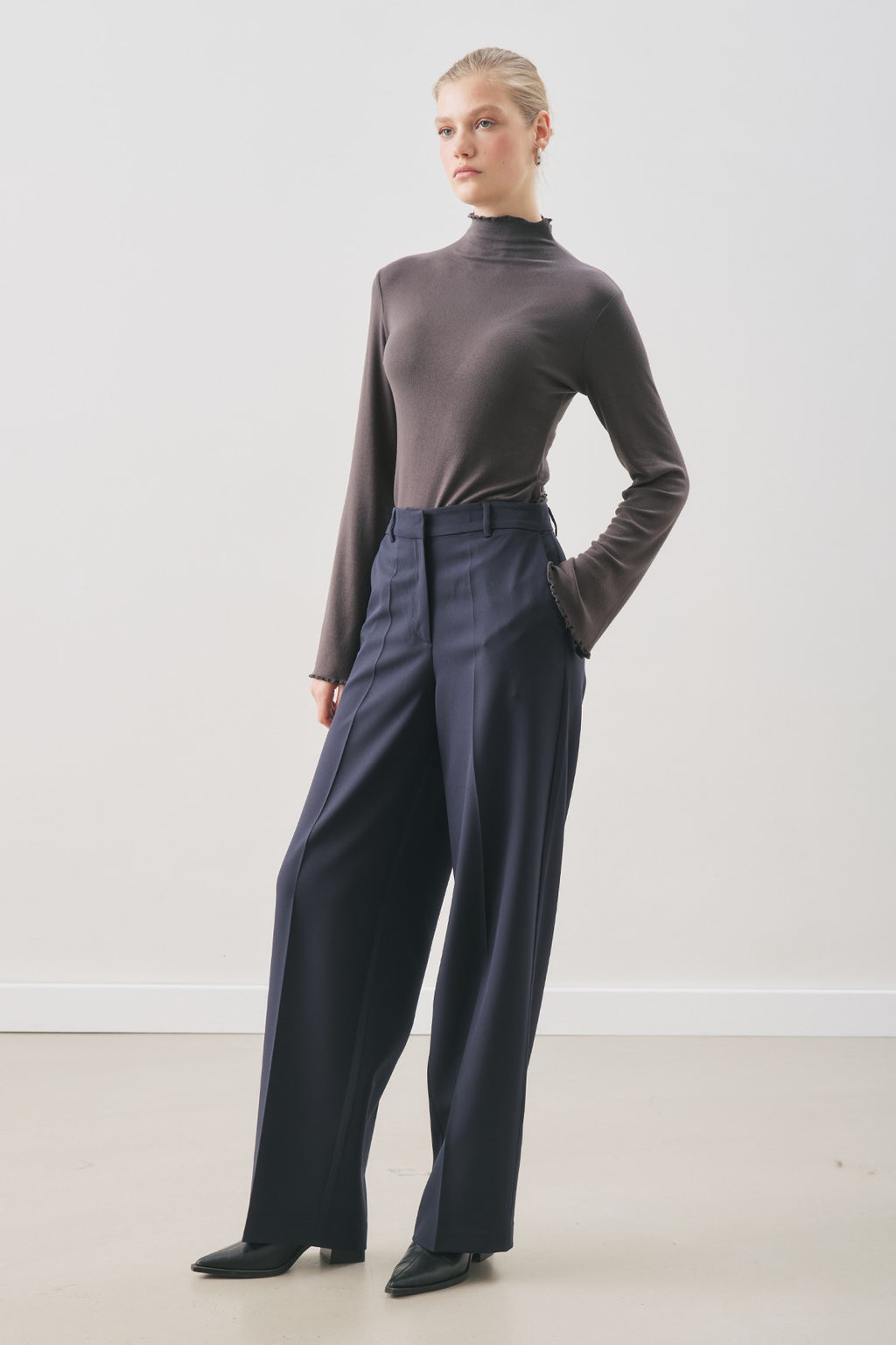 Long-Length Straight-Leg Pants Navy
