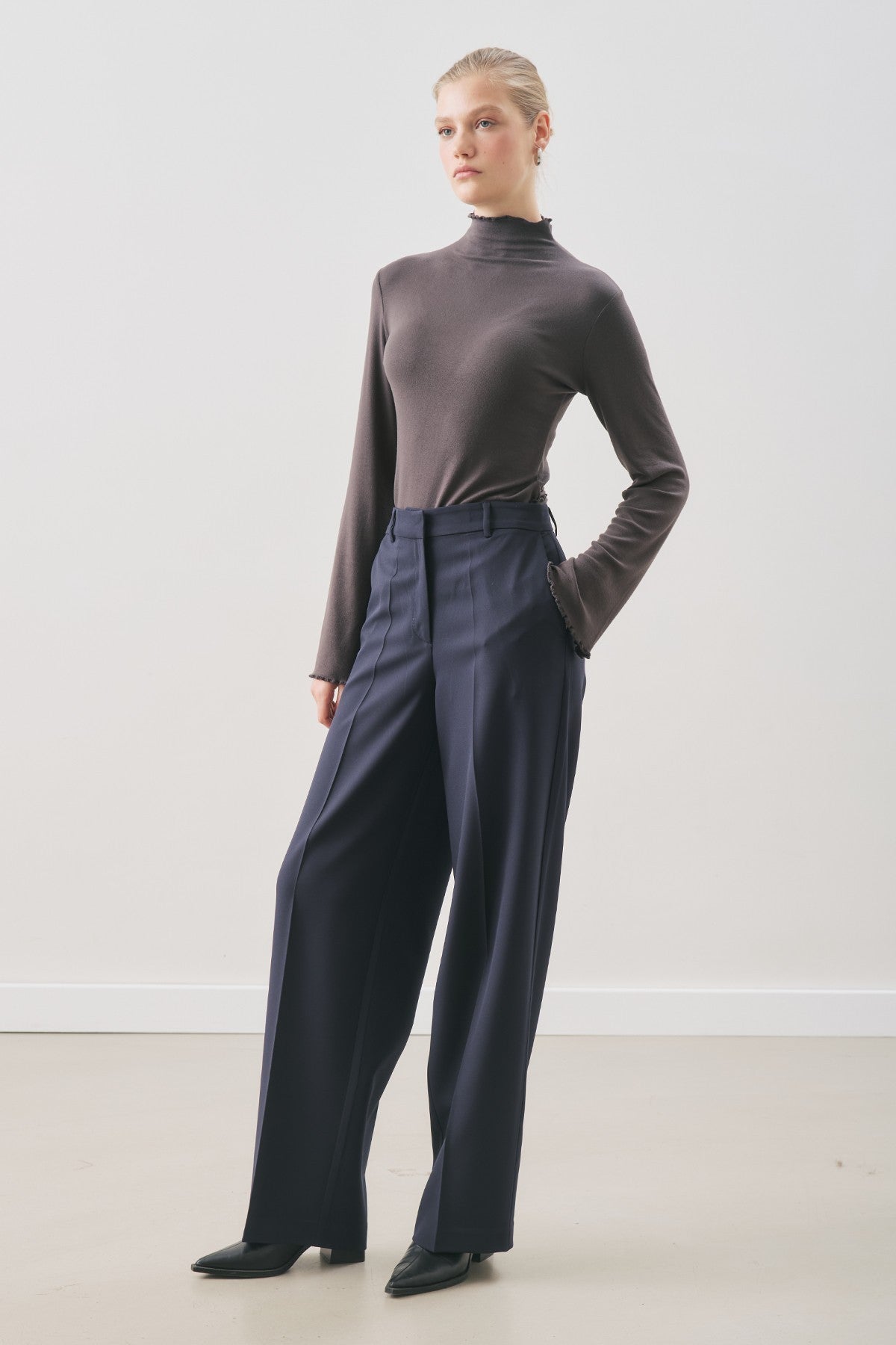 Long-Length Straight-Leg Pants Navy