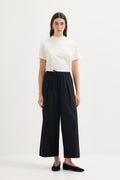 Doren Tie-Waist Linen Pants Black