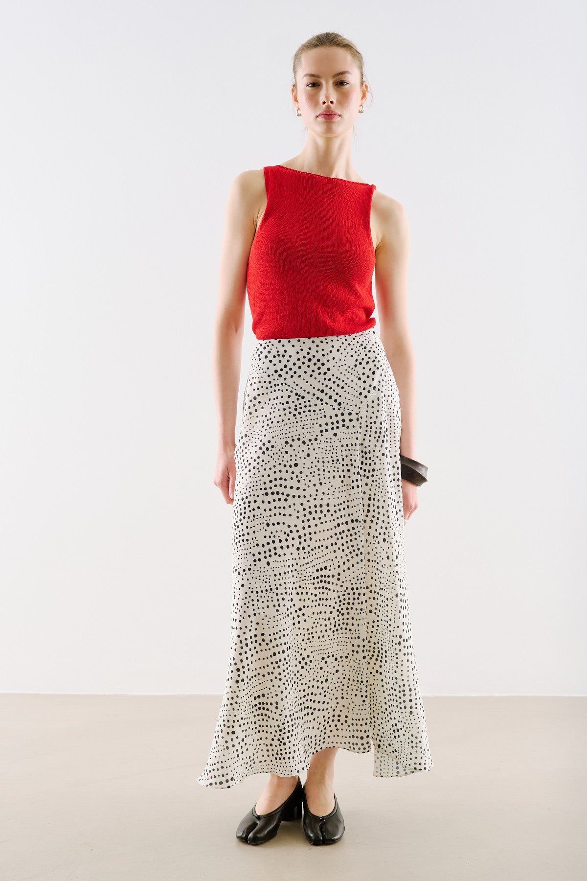 Asymmetric Long Skirt Polka Dot