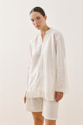 Fringed Tencel Shirt White