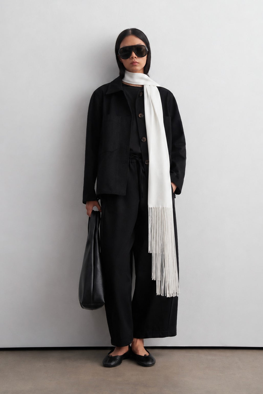 Tassel-Detail Scarf White
