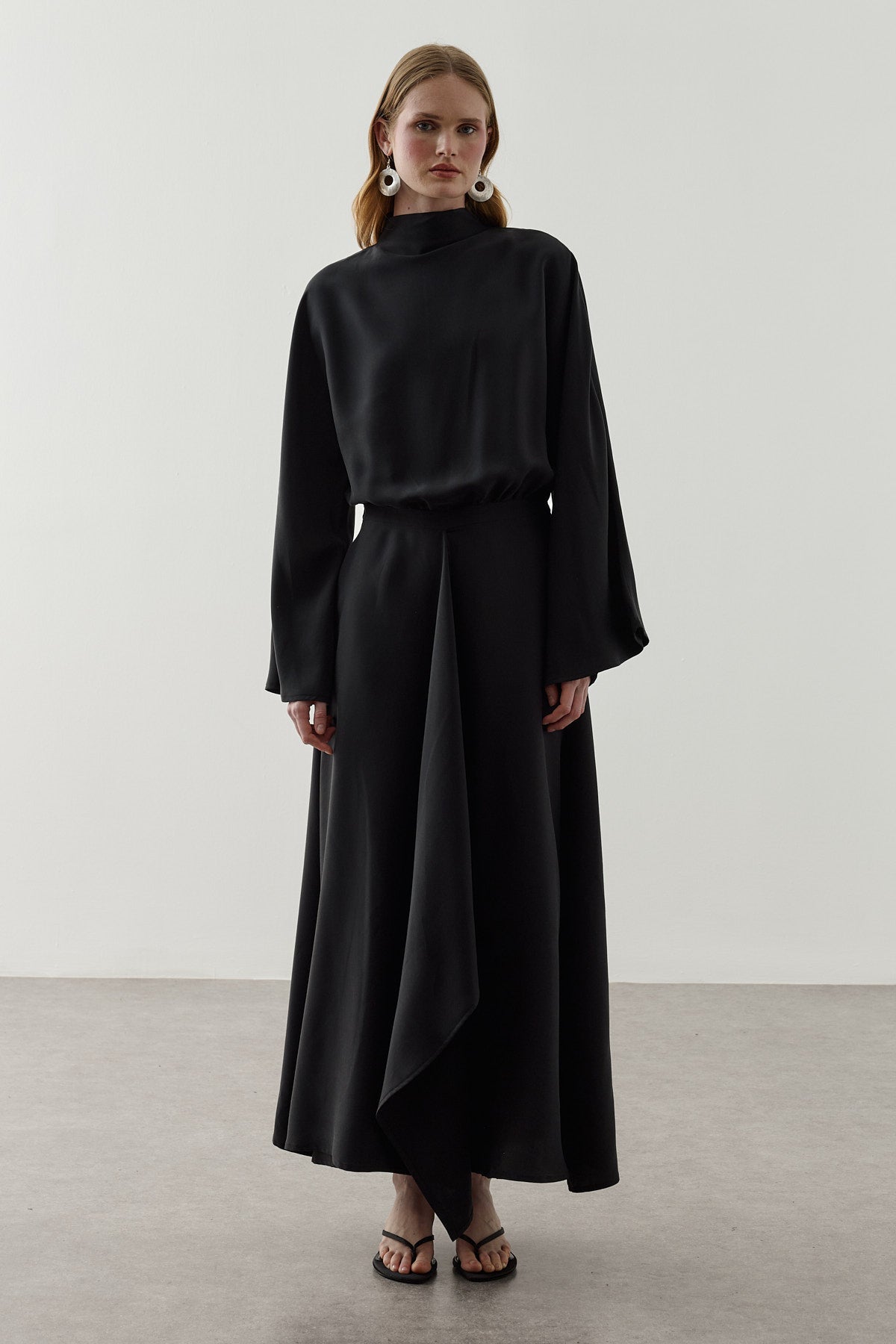 Front Panelled Tencel Dress Black