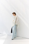 Shawl Collar Polka Dot Patterned Tunic White