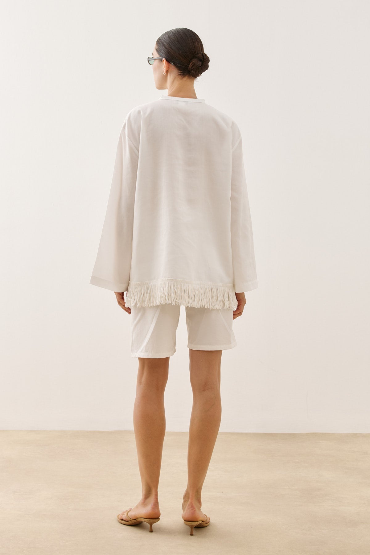 Fringed Tencel Shirt White