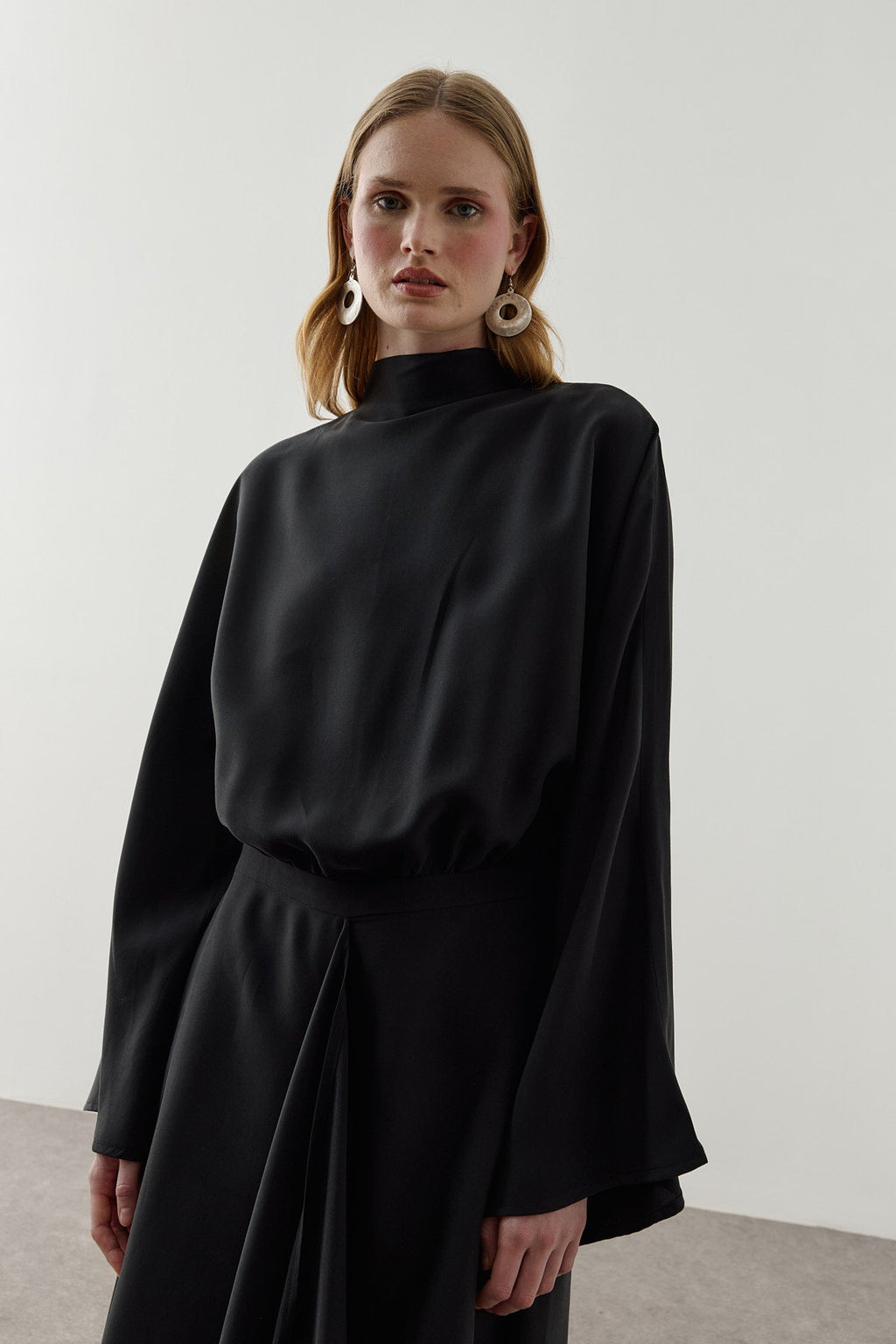 Front Panelled Tencel Dress Black