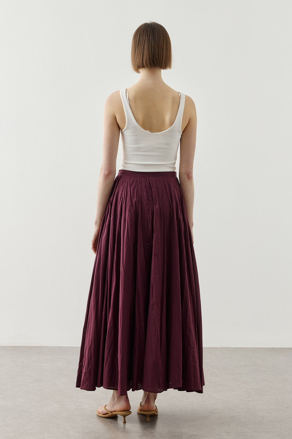 Panelled Wide Skirt Plum