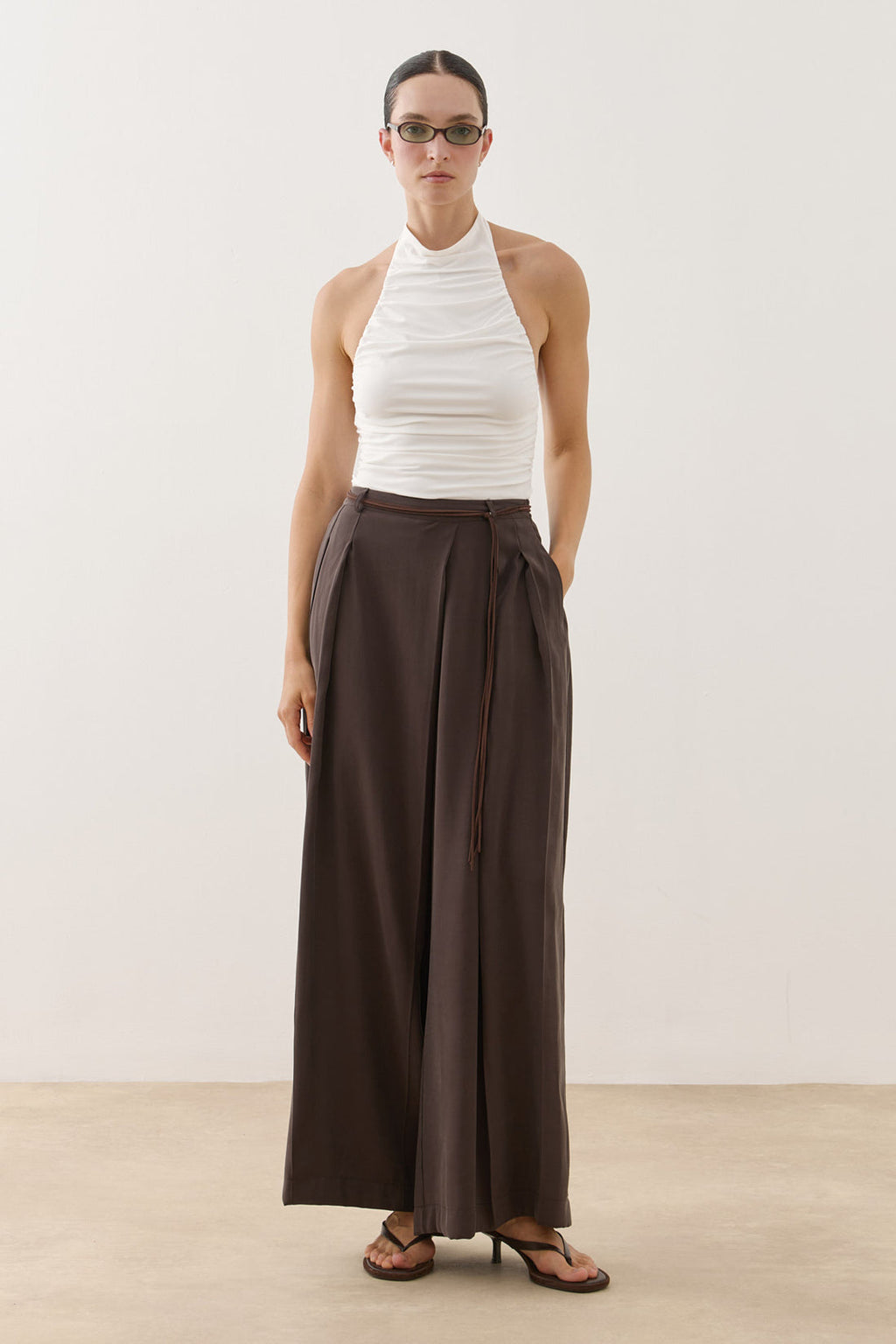 Wrap-Style Pants Brown
