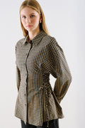 Waist-Tie Detail Shirt Plaid
