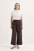 Doren Tie-Waist Linen Pants Brown
