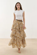Multi-Panel Plaid Skirt Yellow