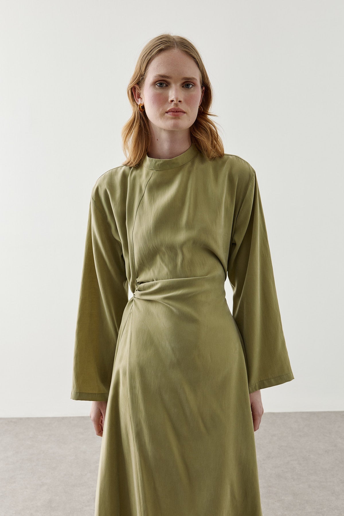 Asymmetrical Modal Dress Olive Green