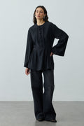 Lace-Up Detail Top Black