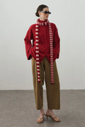 Striped Slim Scarf Pink And Red
