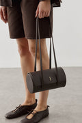 Sansy Cylinder Shoulder Bag Dark Brown