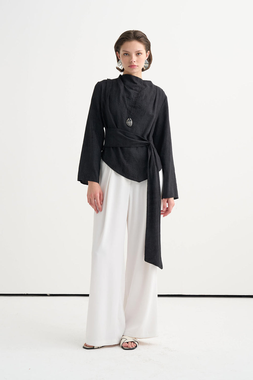 Crushed-Effect Blouse Black