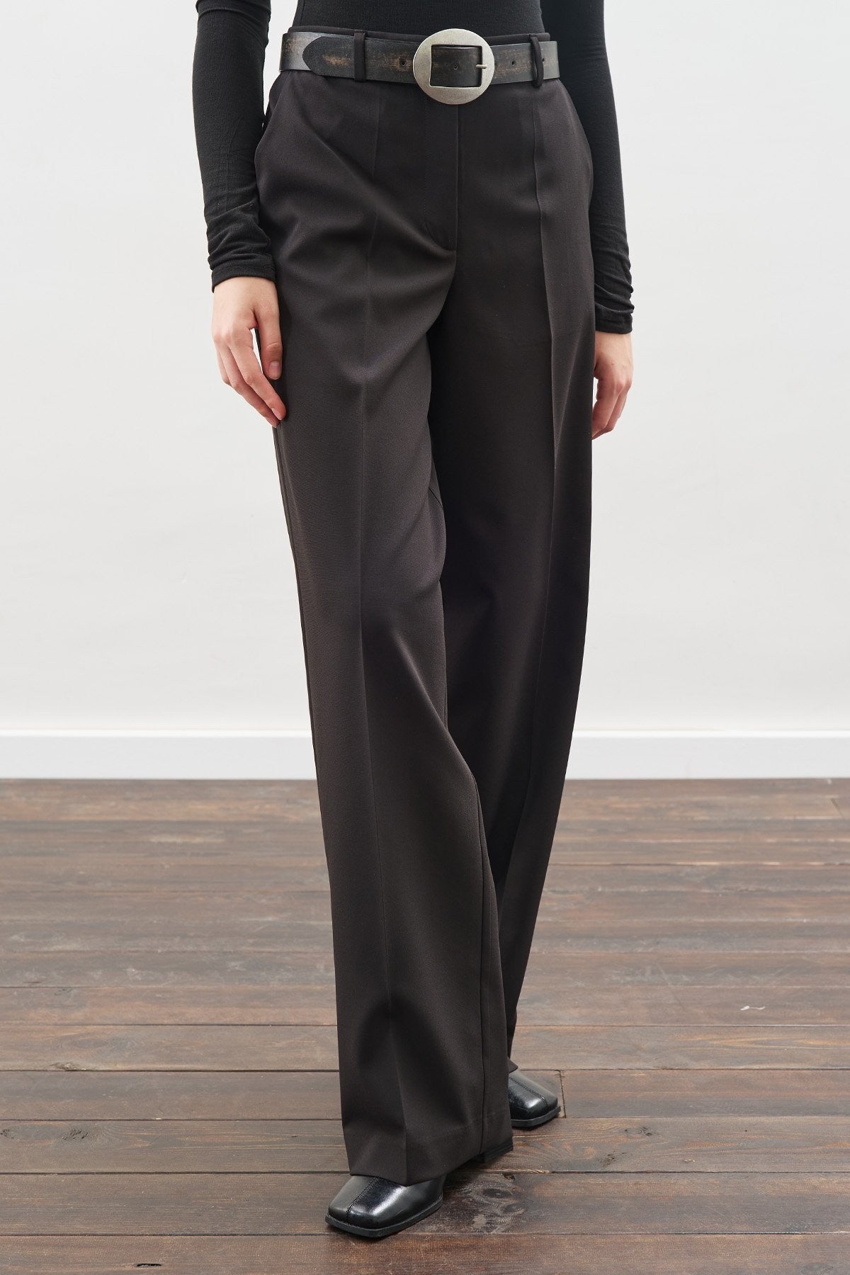 Long-Length Straight-Leg Pants Black