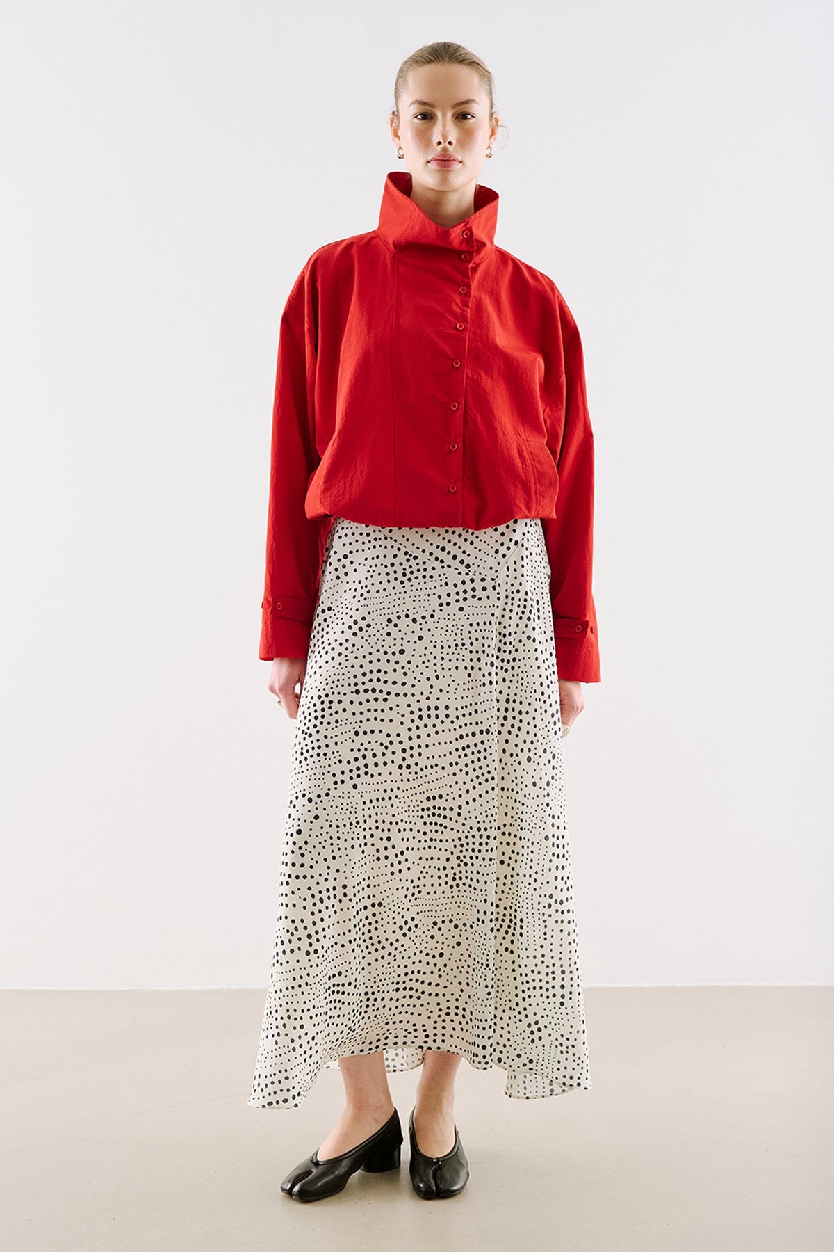 Asymmetric Long Skirt Polka Dot