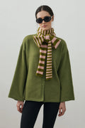 Striped Slim Scarf Moss And Pink