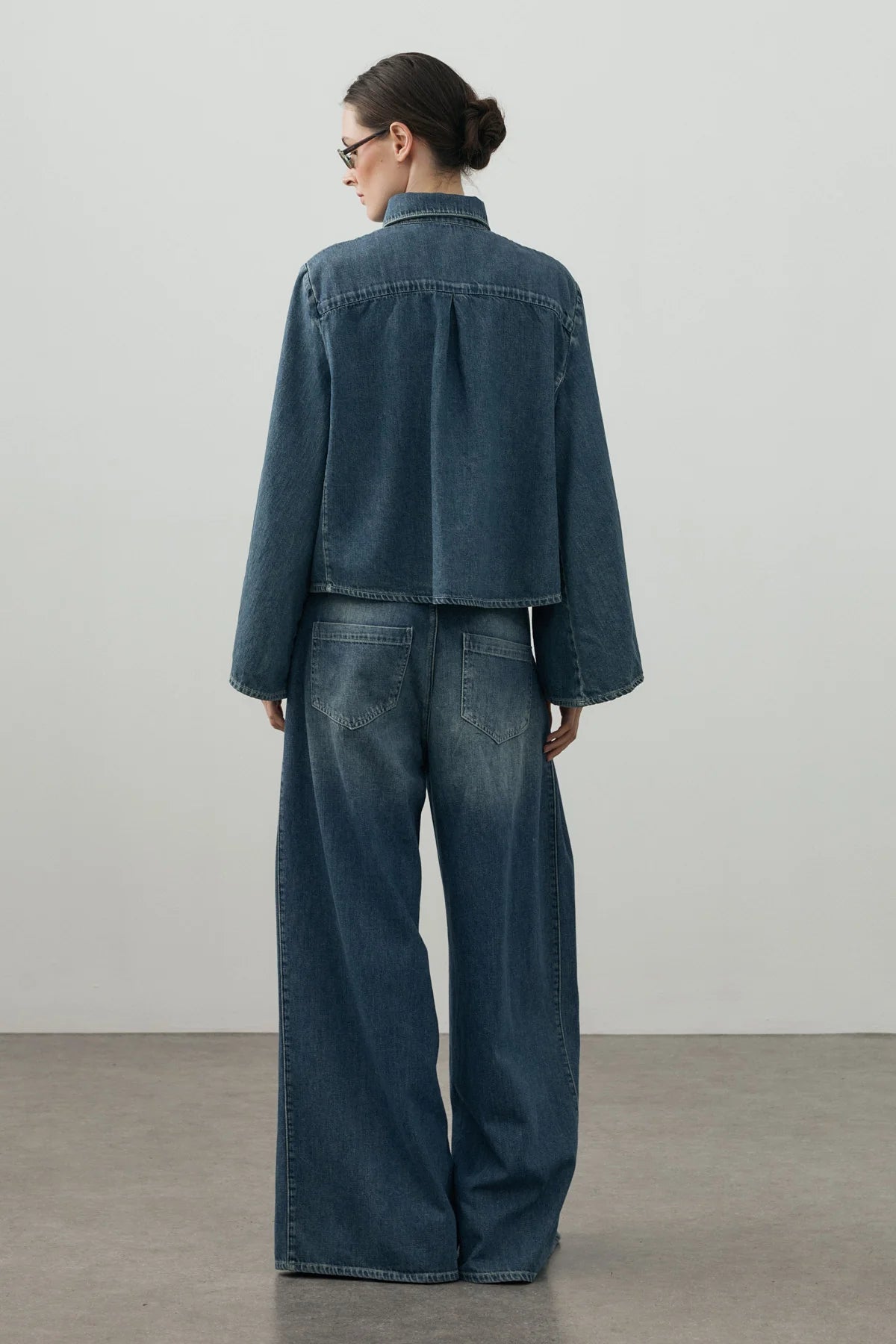 Wide-Sleeve Denim Shirt