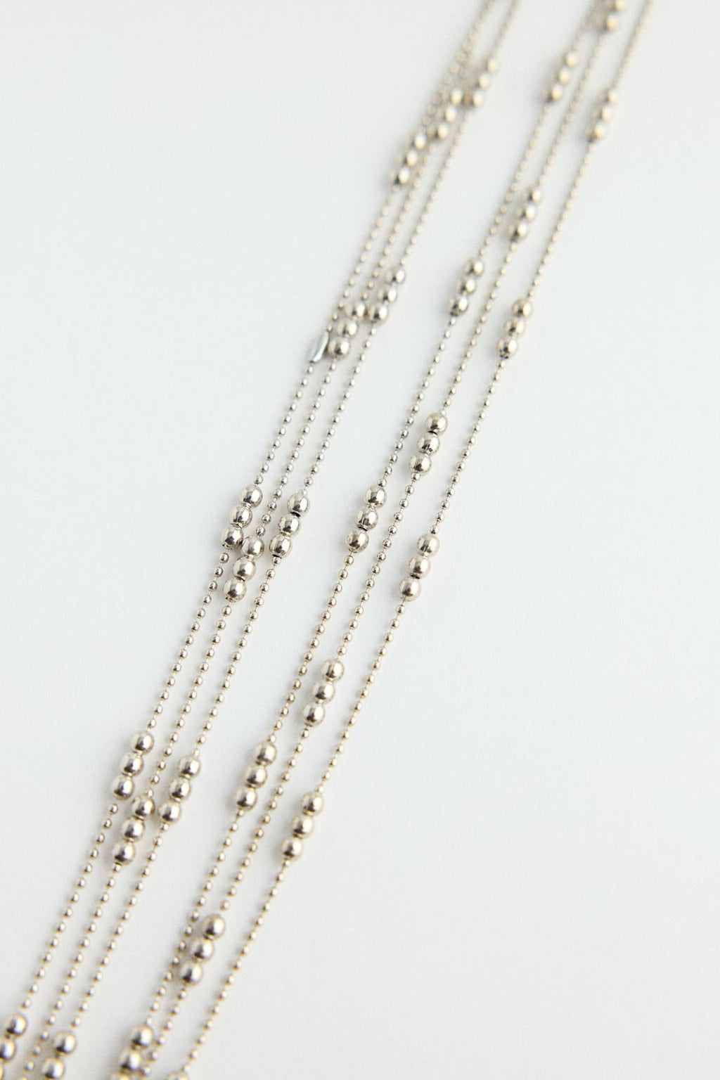 Adjustable Fine Beaded Chain Silver Necklace