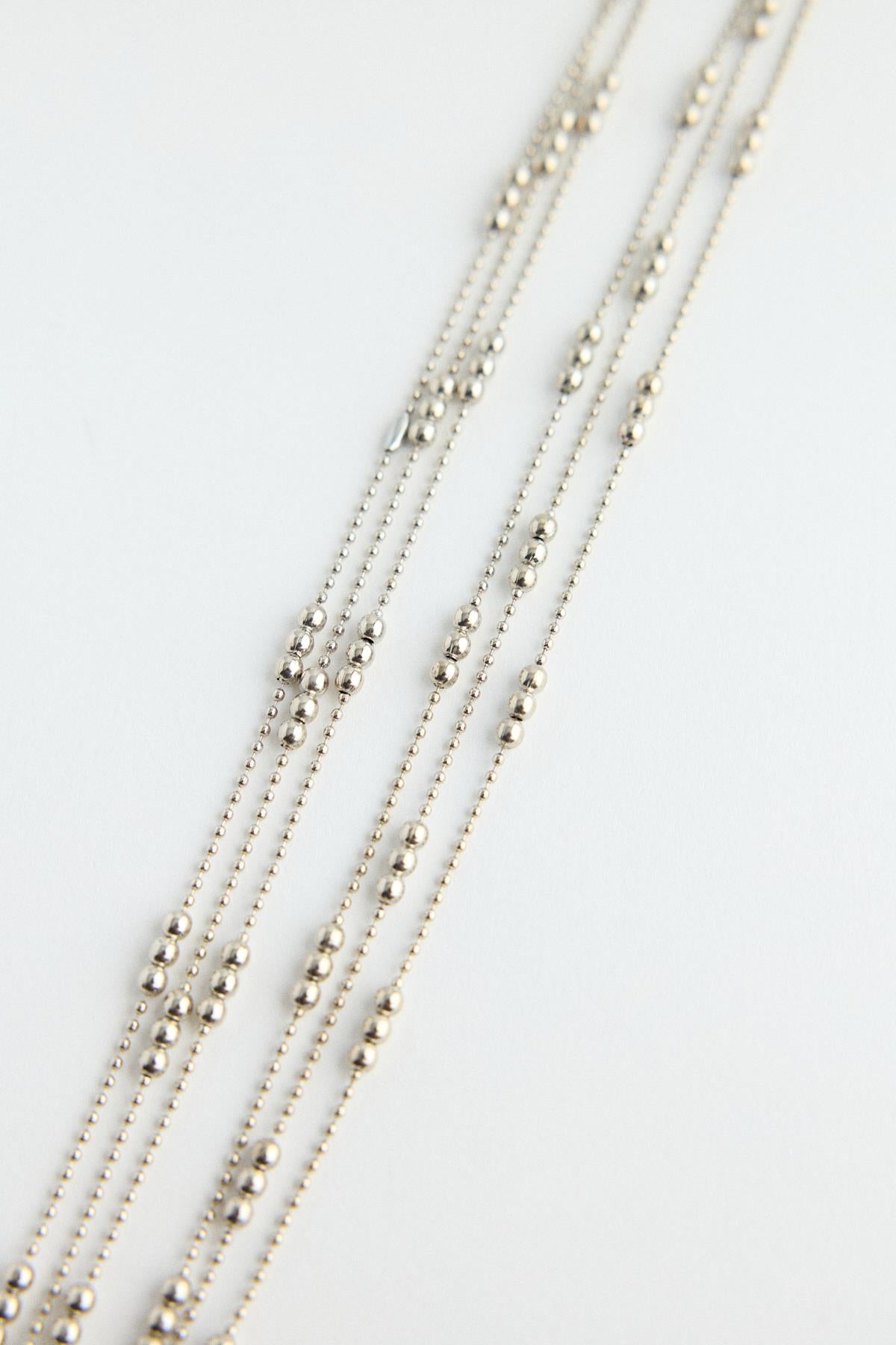 Adjustable Fine Beaded Chain Silver Necklace