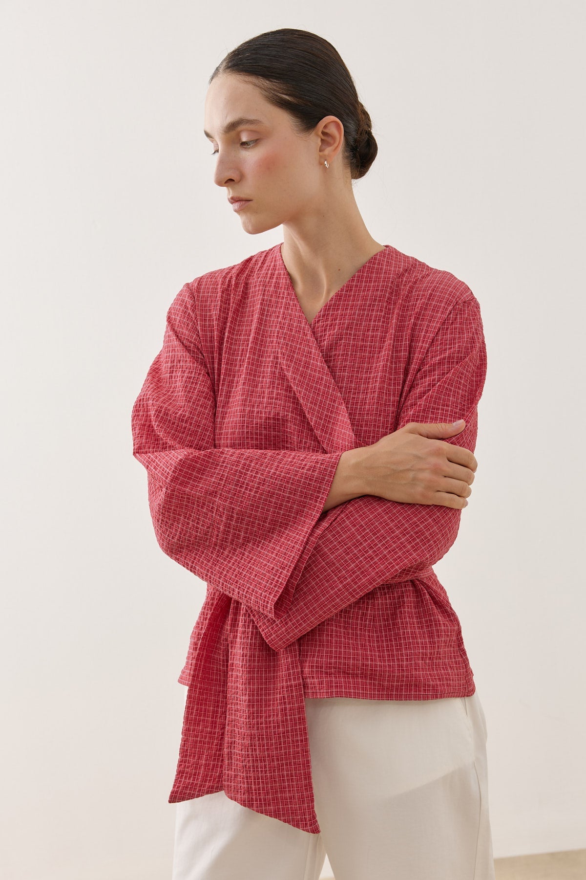 Double-Breasted Plaid Cotton Shirt
