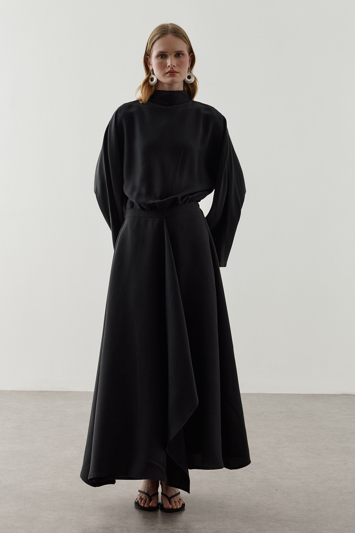 Front Panelled Tencel Dress Black