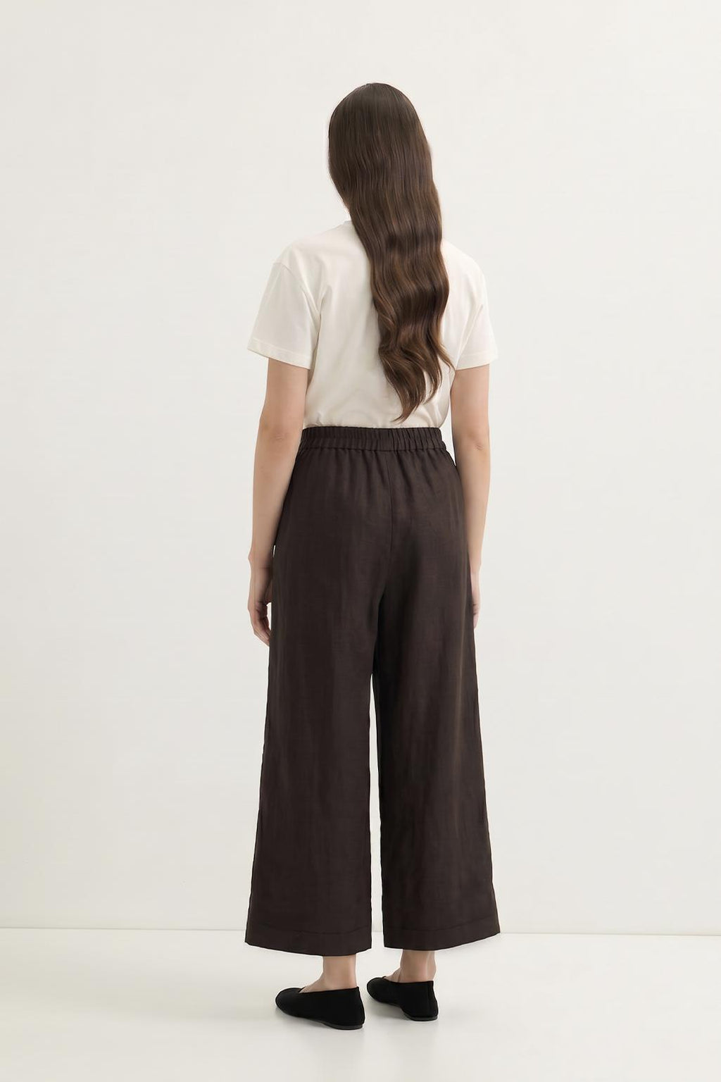 Flap Tie Linen Trousers Brown