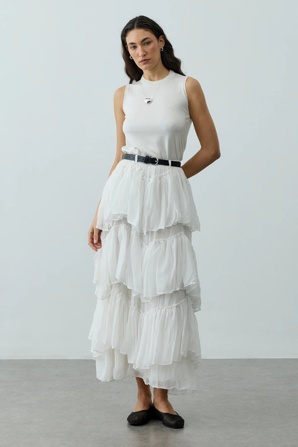 Multi-Panel Skirt White