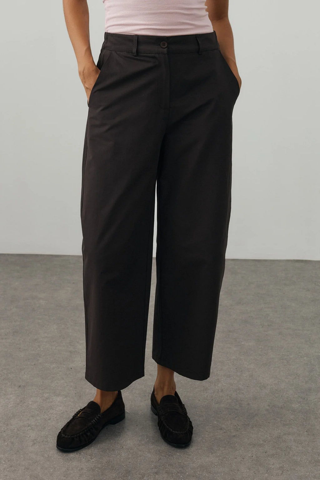 Chino-Style Pants Dark Brown