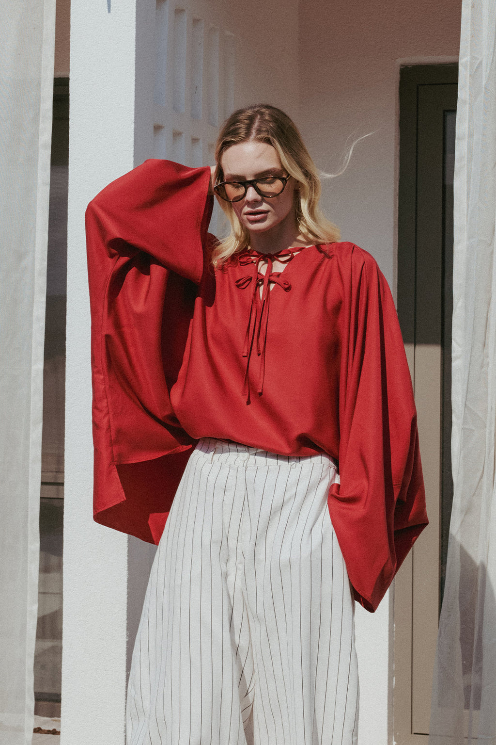 Tencel Cape Shirt Red