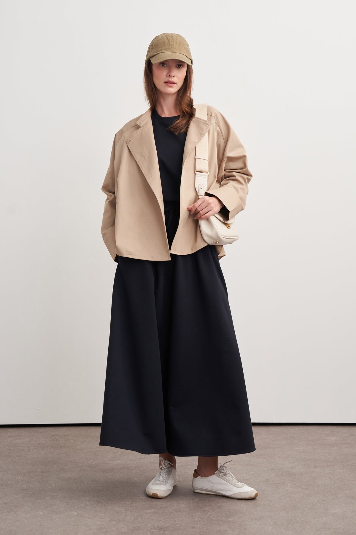 Gabardine Stand-Collar Trench Shirt Camel