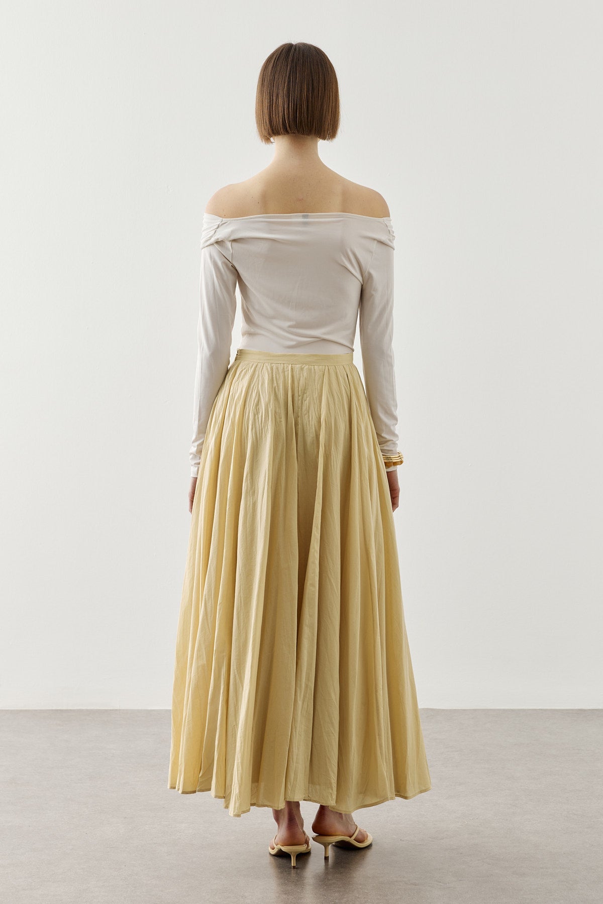 Panelled Wide Skirt Yellow
