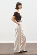 Long-Length Straight-Leg Pants Light Beige