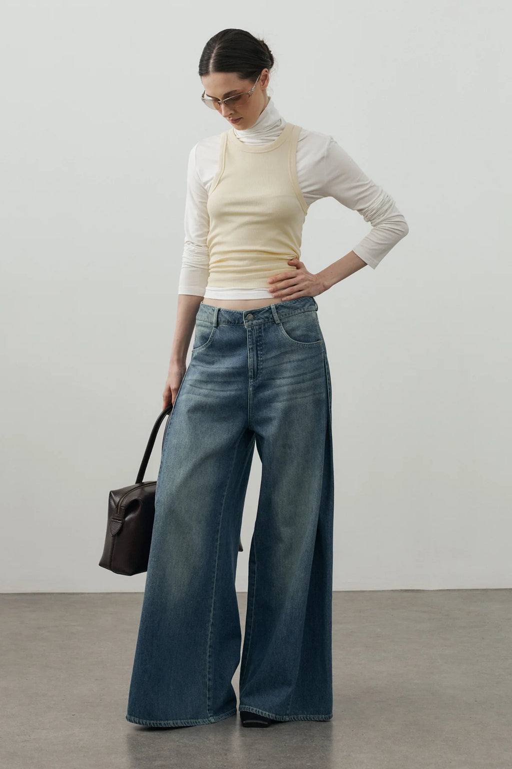 Side-Seam Detail Denim Pants