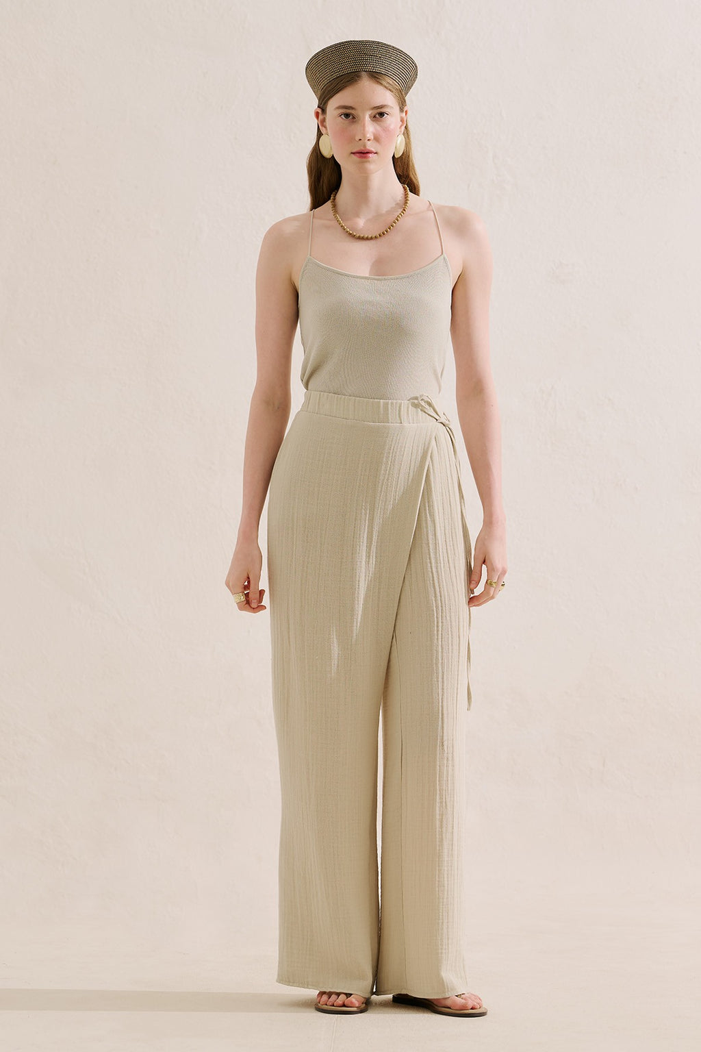 Muslin Wrap-Style Pants Sand