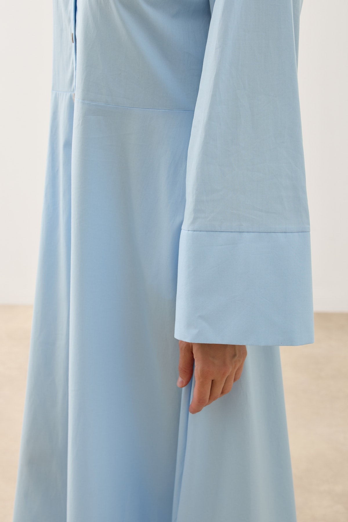 V-Neck Poplin Dress Blue