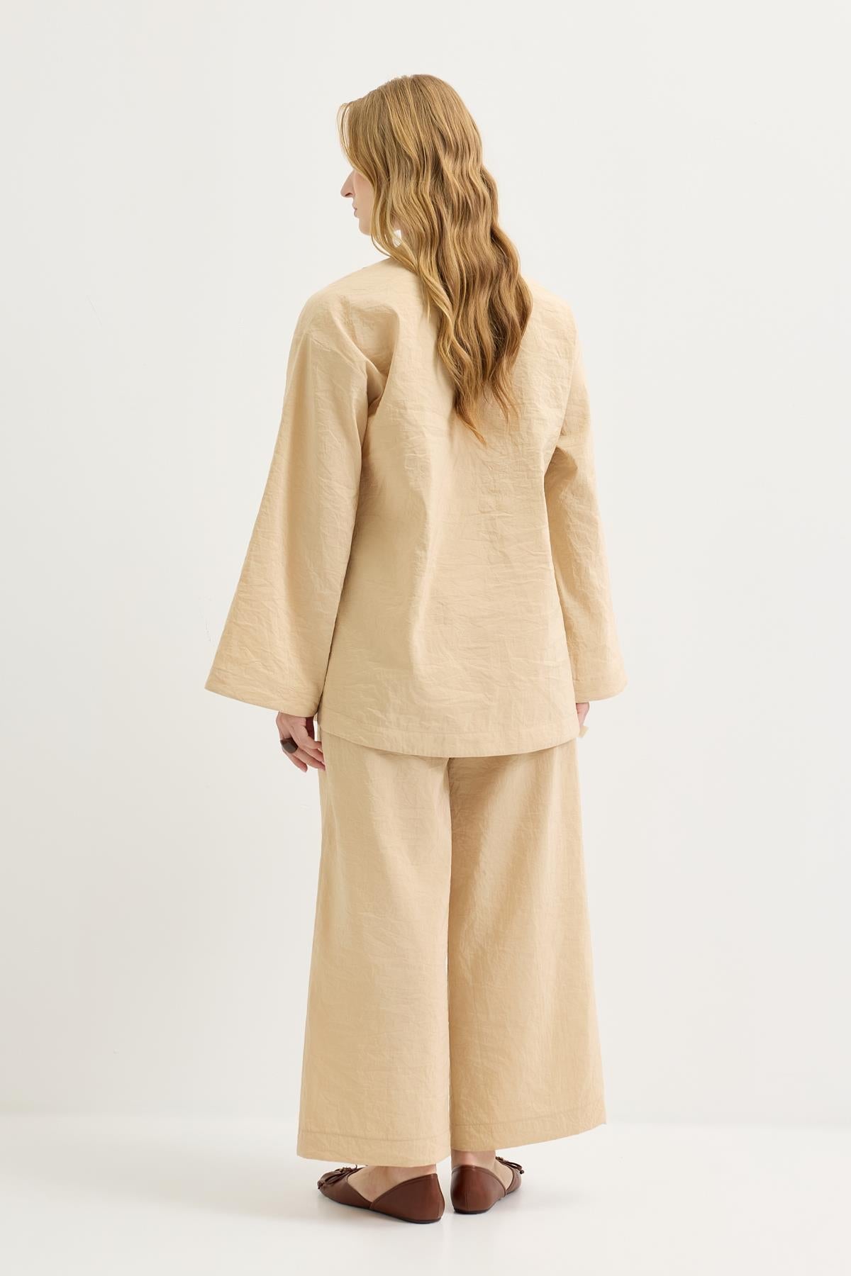 Oversized Belted Tunic & Pants Set Camel