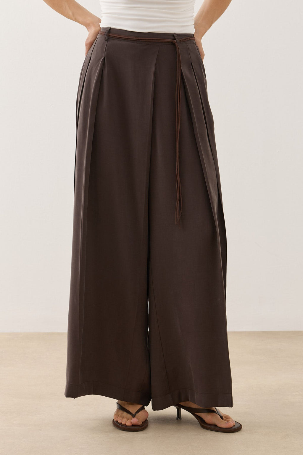 Wrap-Style Pants Brown