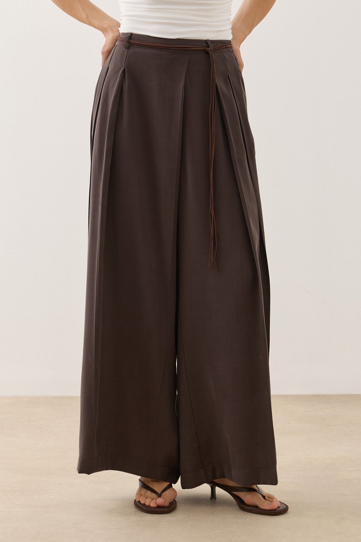 Wrap-Style Pants Brown