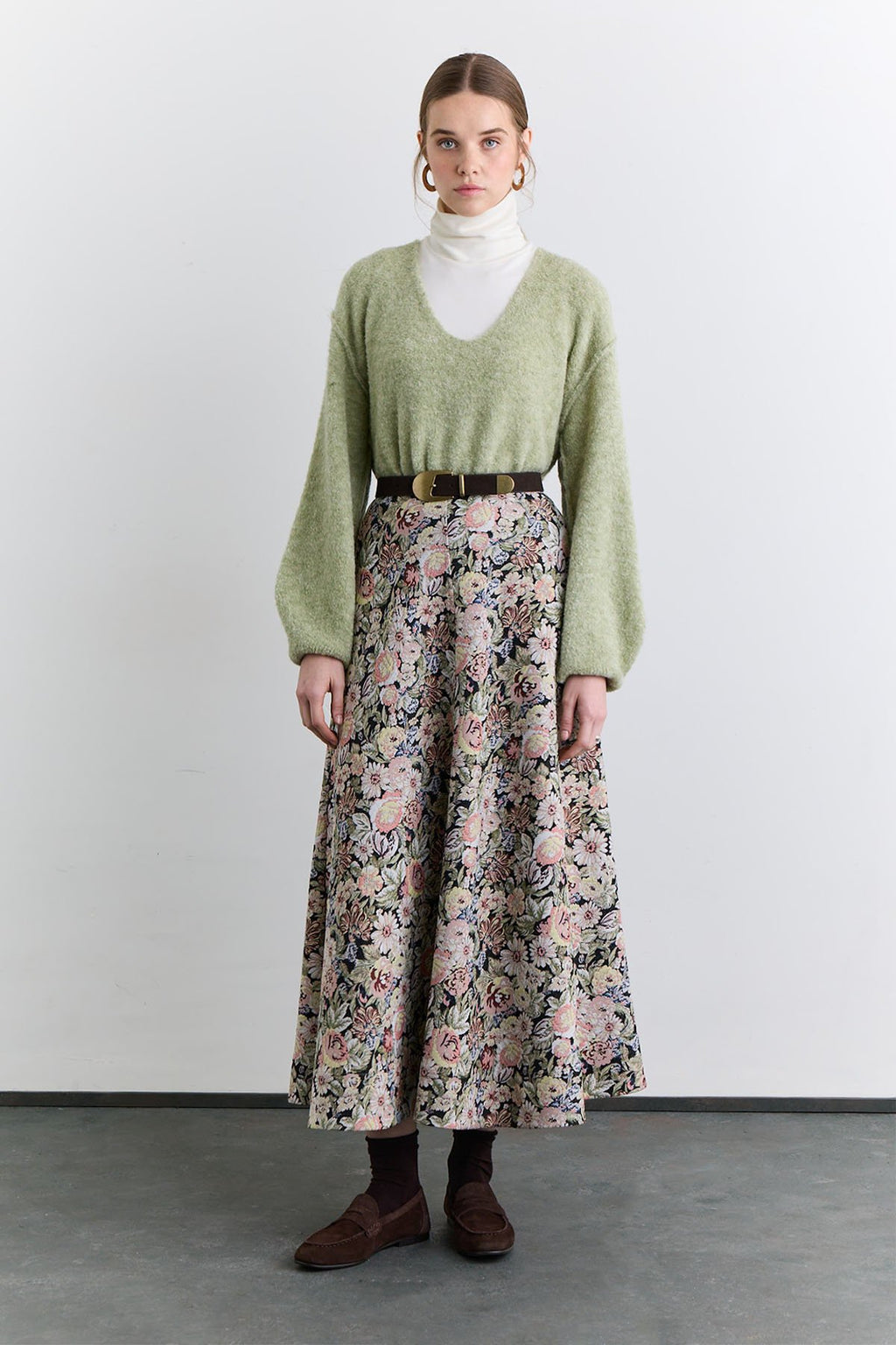 Floral Jacquard Patterned Skirt