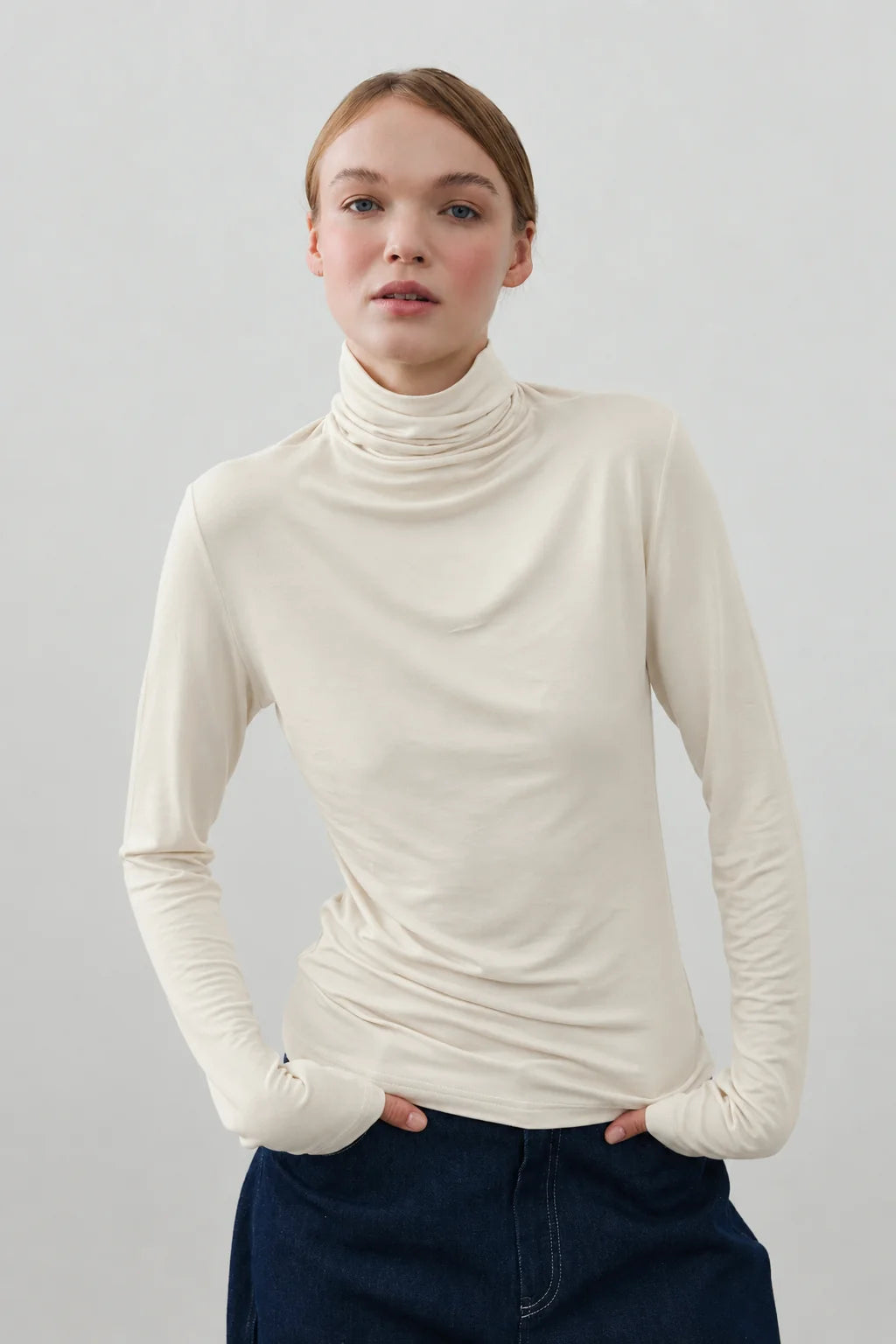 Soft Turtleneck Bodysuit Offwhite