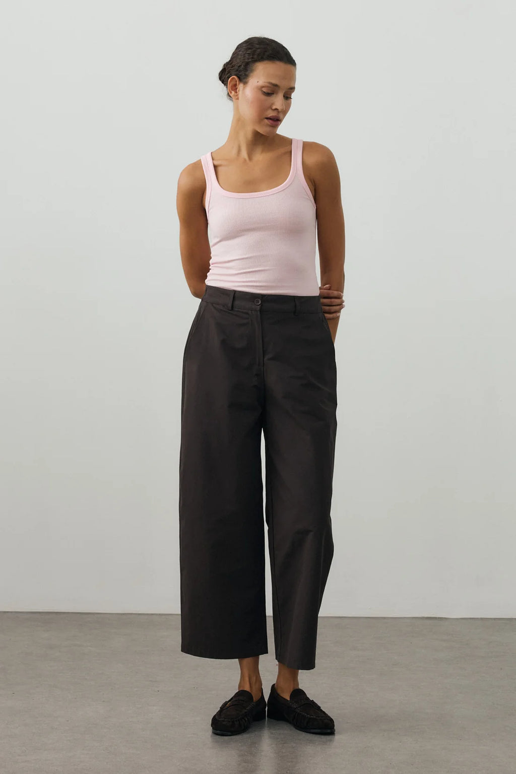 Chino-Style Pants Dark Brown