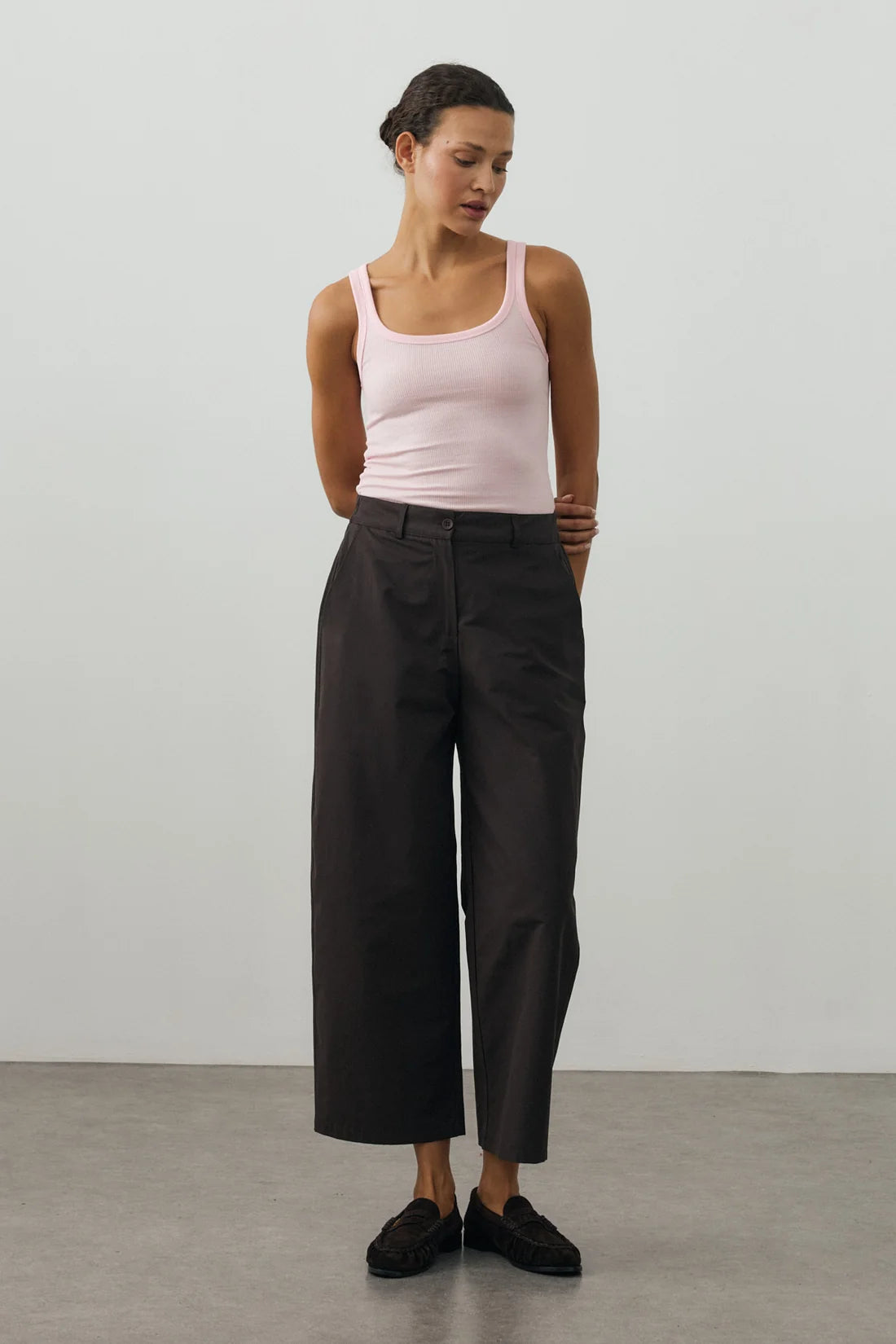 Chino-Style Pants Dark Brown